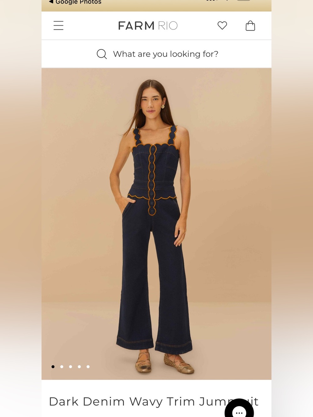 FARM Rio Navy Denim Jumpsuit with Orange Wavy Trim